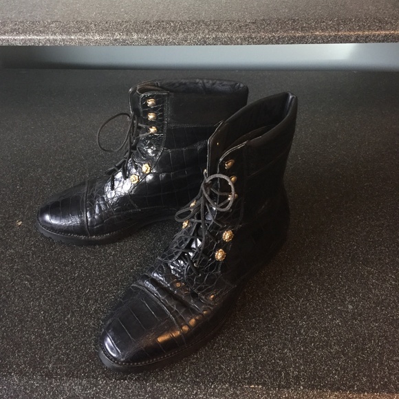 ICM black leather (croc embossed) Italian boots, NWT 37 or US 6.5 - Picture 4 of 4